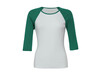 Bella 3/4 Sleeve Contrast Raglan T-Shirt, White/Kelly Green, L bedrucken, Art.-Nr. 110060745