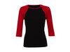 Bella 3/4 Sleeve Contrast Raglan T-Shirt, Black/Red, 2XL bedrucken, Art.-Nr. 110061547