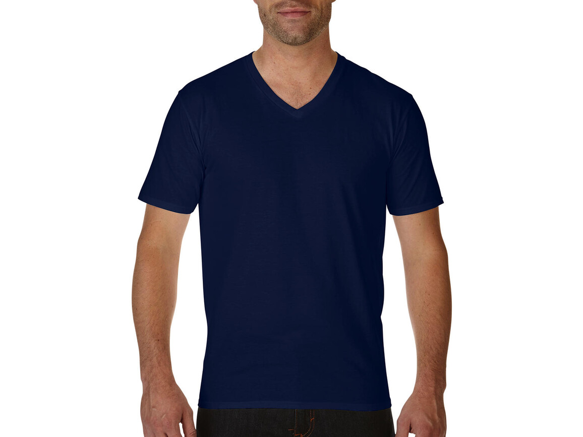 Gildan Premium Cotton Adult V-Neck T-Shirt, Navy, M bedrucken, Art.-Nr. 110092004