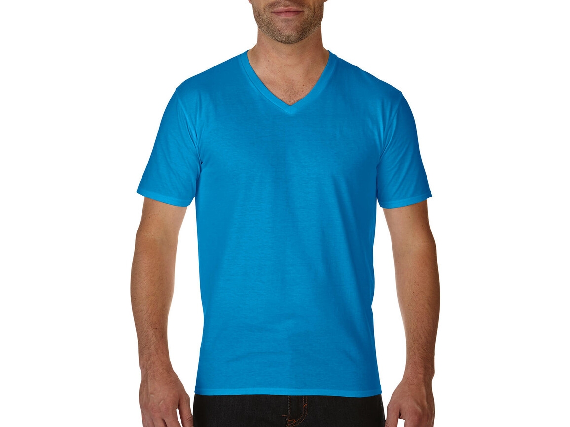Gildan Premium Cotton Adult V-Neck T-Shirt, Sapphire, L bedrucken, Art.-Nr. 110093295