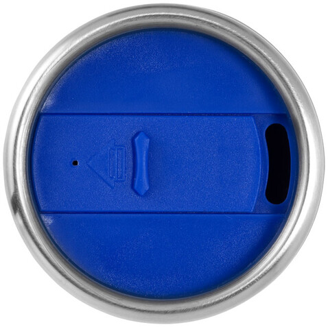 Elwood 410 ml Isolierbecher, silber, blau bedrucken, Art.-Nr. 10031000