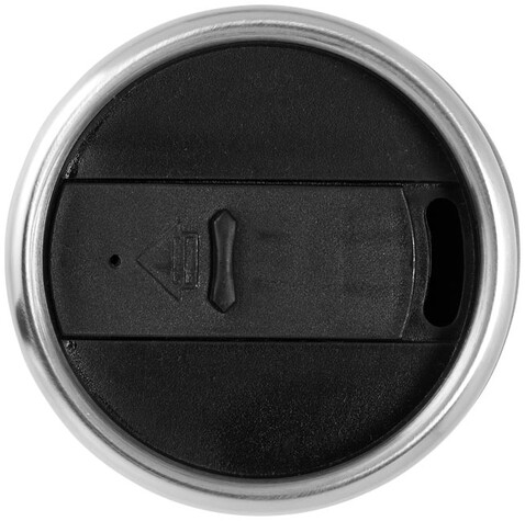 Elwood 410 ml Isolierbecher, silber, schwarz bedrucken, Art.-Nr. 10031001