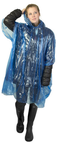 Ziva Einweg Regenponcho mit Hülle, royalblau bedrucken, Art.-Nr. 10042901