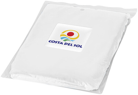 Ziva Einweg Regenponcho mit Hülle, weiss bedrucken, Art.-Nr. 10042903