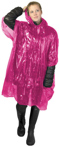 Ziva Einweg Regenponcho mit Hülle, rosa bedrucken, Art.-Nr. 10042906 Ziva Einweg Regenponcho mit Hülle, rosa bedrucken, Art.-Nr. 10042906
