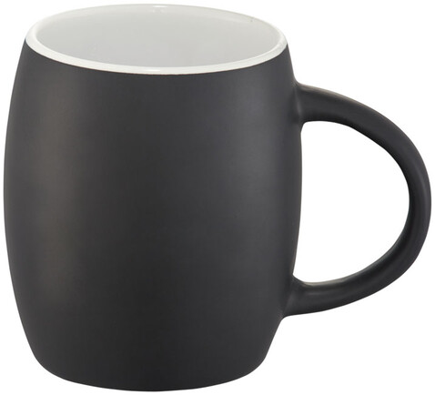 Hearth 400 ml Keramiktasse mit Holz Untersetzer, schwarz, weiss bedrucken, Art.-Nr. 10046600