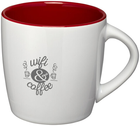 Aztec 340 ml Keramiktasse, weiss, rot bedrucken, Art.-Nr. 10047702 Aztec 340 ml Keramiktasse, weiss, rot bedrucken, Art.-Nr. 10047702