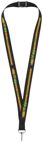 Lago Lanyard mit Sicherheitsverschluss, schwarz bedrucken, Art.-Nr. 10219300