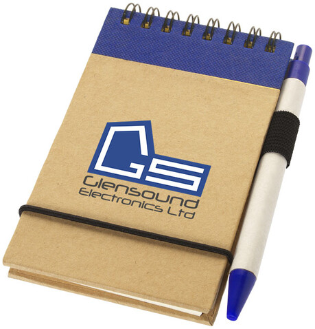 Zuse A7 Recycling Notizblock mit Stift, natur, navy bedrucken, Art.-Nr. 10626902 Zuse A7 Recycling Notizblock mit Stift, natur, navy bedrucken, Art.-Nr. 10626902