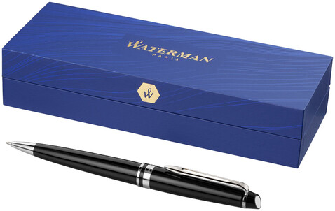 Waterman Expert Kugelschreiber (blaue Mine), schwarz, silber bedrucken, Art.-Nr. 10650504 Waterman Expert Kugelschreiber (blaue Mine), schwarz, silber bedrucken, Art.-Nr. 10650504