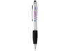 Nash Stylus Kugelschreiber farbig mit schwarzem Griff, silber, schwarz bedrucken, Art.-Nr. 10690301