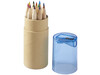 Hef 12-teiliges Buntstiftset mit Anspitzer, blau bedrucken, Art.-Nr. 10706800