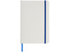 Spectrum weißes A5 Notizbuch mit farbigem Gummiband, weiss, royalblau bedrucken, Art.-Nr. 10713501