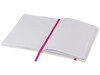 Spectrum weißes A5 Notizbuch mit farbigem Gummiband, weiss, magenta bedrucken, Art.-Nr. 10713506