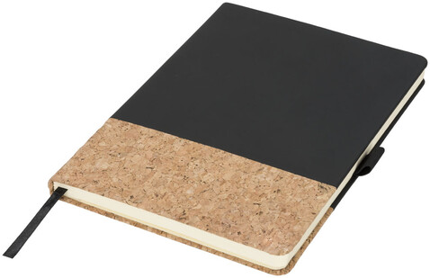 Evora A5 Notizbuch Thermo PU mit Kork, schwarz bedrucken, Art.-Nr. 10732000