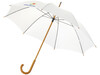 Jova 23" Regenschirm mit Holzstange und -griff, weiss bedrucken, Art.-Nr. 10906800