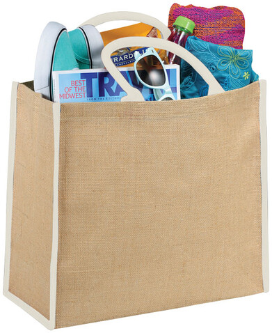 Harry farbige Jute Tragetasche 25L, natur, weiss bedrucken, Art.-Nr. 12018200
