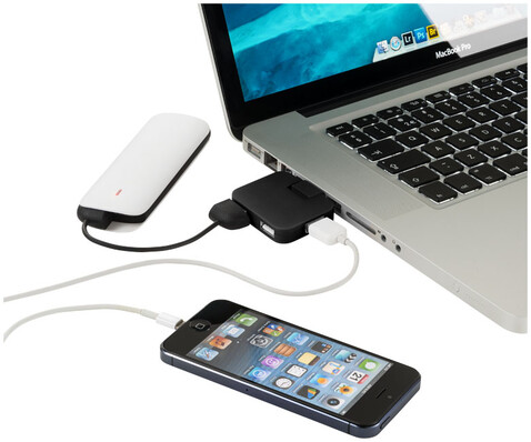 Gaia USB Hub mit 4 Anschlüssen, schwarz bedrucken, Art.-Nr. 12359800 Gaia USB Hub mit 4 Anschlüssen, schwarz bedrucken, Art.-Nr. 12359800