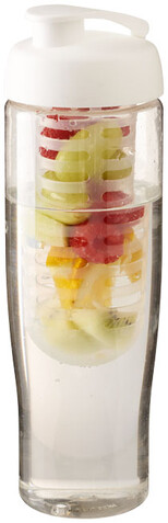 H2O Active® Tempo 700 ml Sportflasche mit Klappdeckel und Infusor, transparent, weiss bedrucken, Art.-Nr. 21004100
