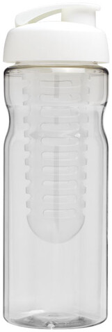 H2O Active® Base 650 ml Sportflasche mit Klappdeckel und Infusor, transparent, weiss bedrucken, Art.-Nr. 21004600
