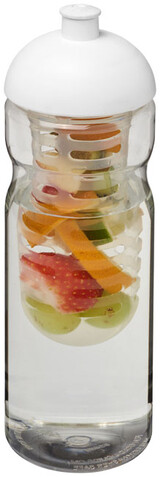 H2O Active® Base 650 ml Sportflasche mit Stülpdeckel und Infusor, transparent, weiss bedrucken, Art.-Nr. 21004800