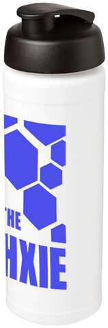 Baseline® Plus grip 750 ml Sportflasche mit Klappdeckel, weiss, schwarz bedrucken, Art.-Nr. 21007400