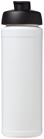 Baseline® Plus grip 750 ml Sportflasche mit Klappdeckel, weiss, schwarz bedrucken, Art.-Nr. 21007400