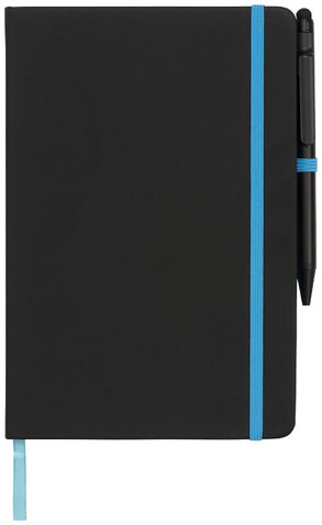 Noir Edge A5 Notizbuch mit farbigem Rand, schwarz, blau bedrucken, Art.-Nr. 21021000