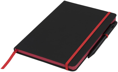 Noir Edge A5 Notizbuch mit farbigem Rand, schwarz, rot bedrucken, Art.-Nr. 21021004 Noir Edge A5 Notizbuch mit farbigem Rand, schwarz, rot bedrucken, Art.-Nr. 21021004