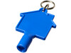 Maximilian Universalschlüssel in Hausform als Schlüsselanhänger, blau bedrucken, Art.-Nr. 21087100