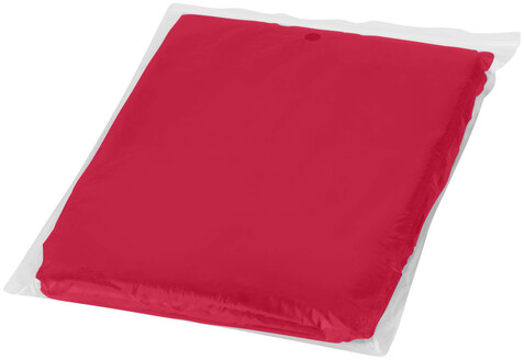 Ziva Einweg Regenponcho mit Hülle, rot bedrucken, Art.-Nr. 10042902 Ziva Einweg Regenponcho mit Hülle, rot bedrucken, Art.-Nr. 10042902