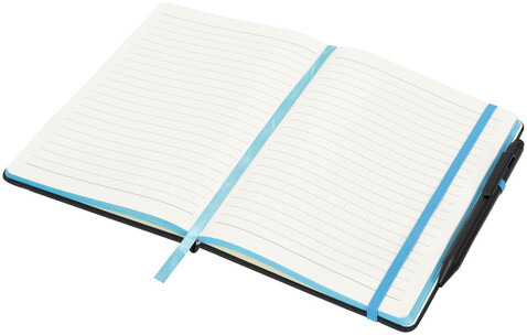 Noir Edge A5 Notizbuch mit farbigem Rand, schwarz, blau bedrucken, Art.-Nr. 21021000