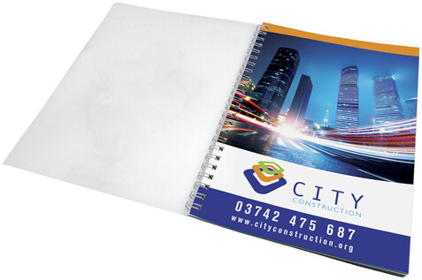 Desk-Mate® A5 Notizbuch mit Kunststoff Cover und Spiralbindung, weiss bedrucken, Art.-Nr. 21247002