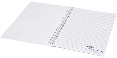 Desk-Mate® A5 Notizbuch mit Spiralbindung, weiss bedrucken, Art.-Nr. 21251002 Desk-Mate® A5 Notizbuch mit Spiralbindung, weiss bedrucken, Art.-Nr. 21251002
