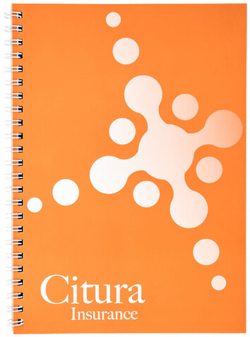 Desk-Mate® A5 Notizbuch mit Kunststoff Cover und Spiralbindung, weiss bedrucken, Art.-Nr. 21271000 Desk-Mate® A5 Notizbuch mit Kunststoff Cover und Spiralbindung, weiss bedrucken, Art.-Nr. 21271000