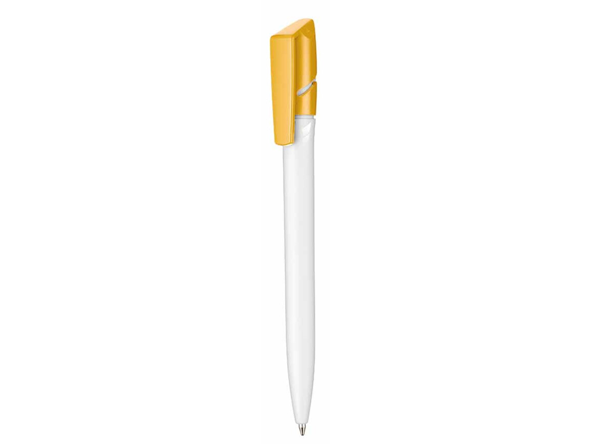 Kugelschreiber TWISTER–weiss/apricot-gelb bedrucken, Art.-Nr. 00040_0101_0201