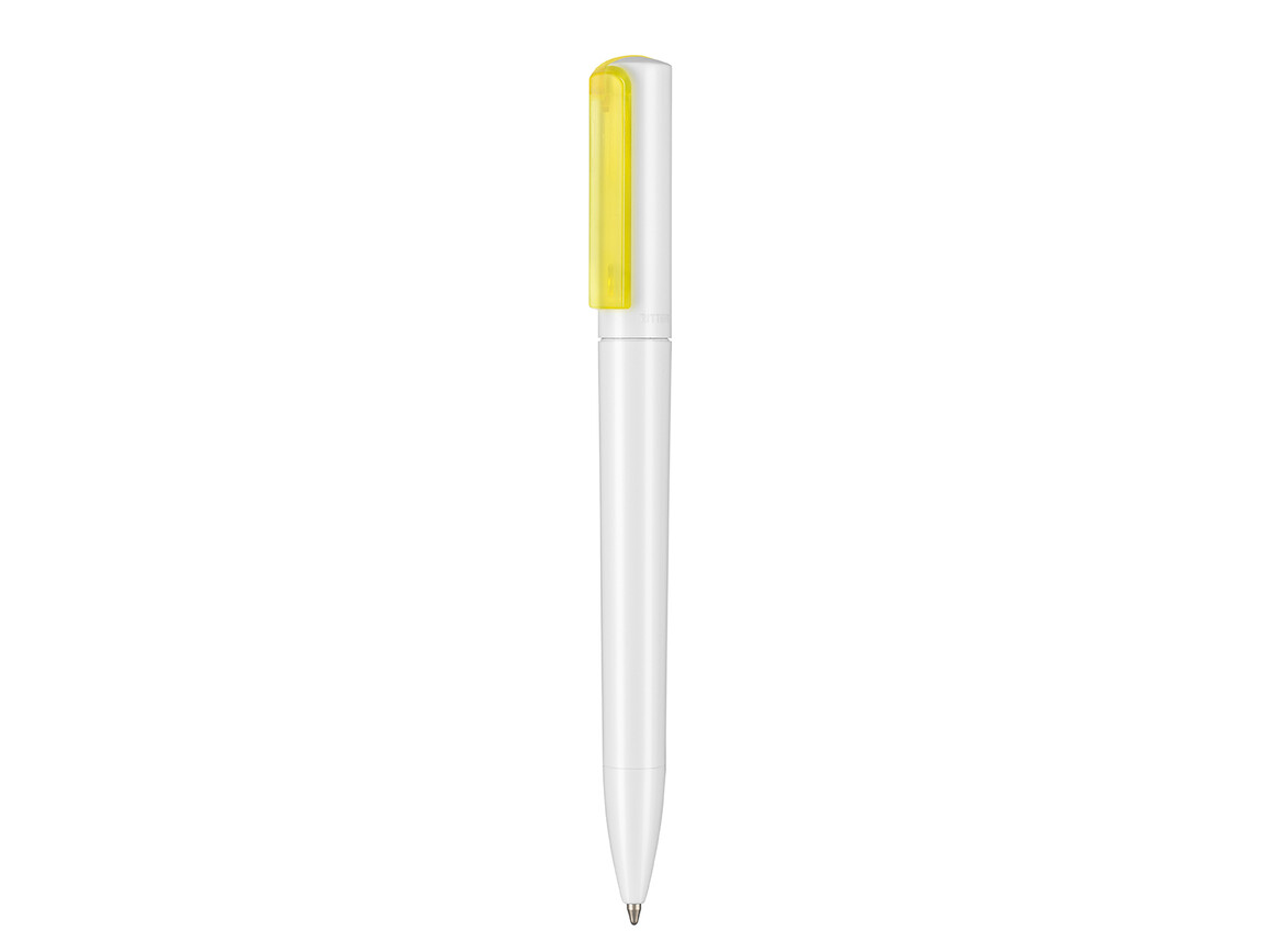 Kugelschreiber SPLIT–weiss/neon gelb transparent bedrucken, Art.-Nr. 00126_0101_3290