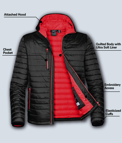 StormTech Gravity Thermal Jacket, Black/Charcoal, S bedrucken, Art.-Nr. 012181653