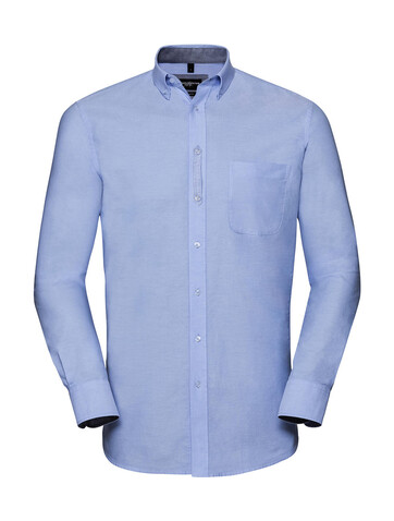 Russell Europe Men`s LS Tailored Washed Oxford Shirt, Oxford Blue/Oxford Navy, 3XL bedrucken, Art.-Nr. 020003548