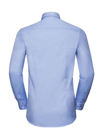 Russell Europe Tailored Contrast Herringbone Shirt LS, White/Silver/Convoy Grey, S bedrucken, Art.-Nr. 022000873