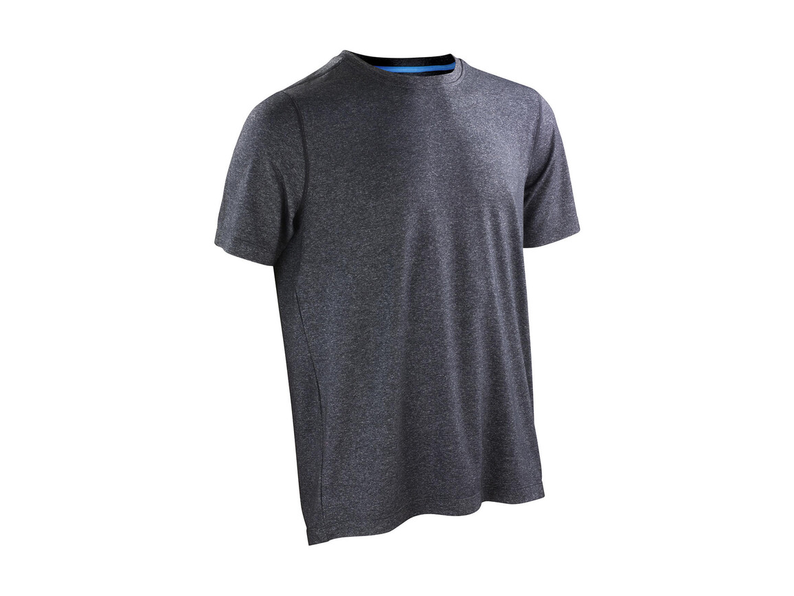 Result Fitness Men`s Shiny Marl T-Shirt, Phantom Grey/Ocean Blue, S bedrucken, Art.-Nr. 102331843