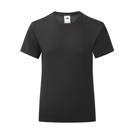 Fruit of the Loom Girls` Iconic 150 T, Black, 104 (3-4) bedrucken, Art.-Nr. 114011013