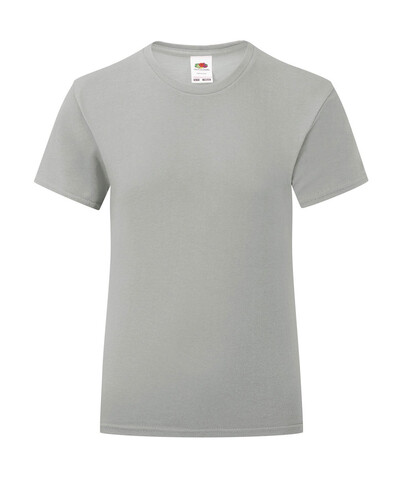Fruit of the Loom Girls` Iconic 150 T, Zinc, 128 (7-8) bedrucken, Art.-Nr. 114011125
