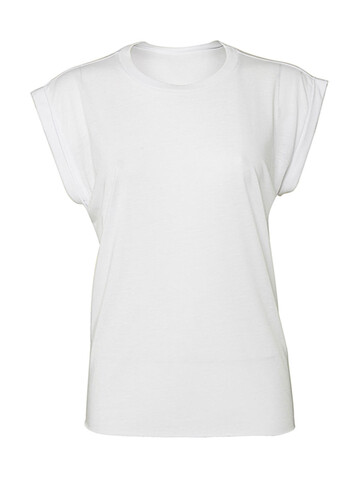 Bella Women`s Flowy Muscle Tee Rolled Cuff, White, S bedrucken, Art.-Nr. 171060003