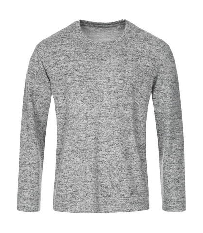 Stedman Knit Long Sleeve, Light Grey Melange, S bedrucken, Art.-Nr. 201051213