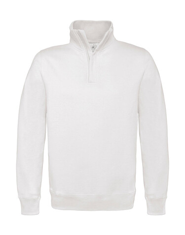 B &amp; C ID.004 Cotton Rich 1/4 Zip Sweat, White, S bedrucken, Art.-Nr. 210420003
