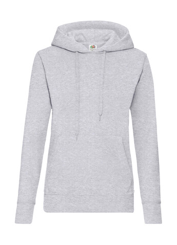 Fruit of the Loom Ladies` Classic Hooded Sweat, Heather Grey, M bedrucken, Art.-Nr. 249011234