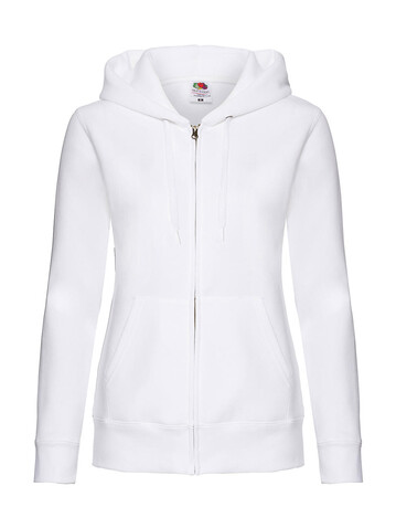Fruit of the Loom Premium Hooded Sweat Jacket Lady-Fit, White, XS (8) bedrucken, Art.-Nr. 254010002