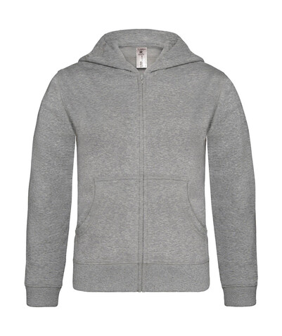B & C Hooded Full Zip/kids Sweat, Heather Grey, 5/6 (110/116) bedrucken, Art.-Nr. 298421234 B & C Hooded Full Zip/kids Sweat, Heather Grey, 5/6 (110/116) bedrucken, Art.-Nr. 298421234