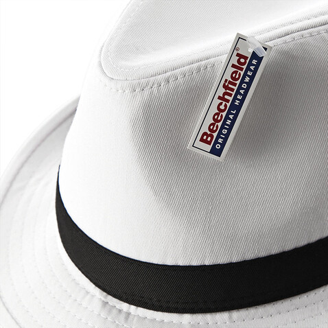Beechfield Fedora, White/Black, S/M bedrucken, Art.-Nr. 327690561 Beechfield Fedora, White/Black, S/M bedrucken, Art.-Nr. 327690561